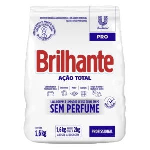 Kit c/ 08 und - Lava Roupas e Limpador em Pó Brilhante Ação Total Sem Perfume 1,6kg