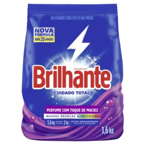 Kit c/ 08 und - Lava- Roupas em Pó Brilhante Roupas Brancas e Coloridas Cuidado Total Pacote 1.6kg