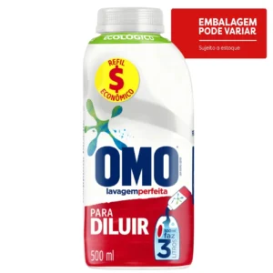 Kit c/12 und - Lava-Roupas Concentrado para Diluir Omo Lavagem Perfeita Frasco 500ml Refil Econômico