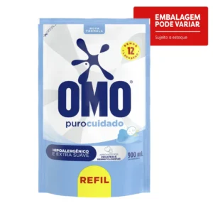 Kit c/06 und - Lava-Roupas Líquido Omo Puro Cuidado Sachê 900ml Refil